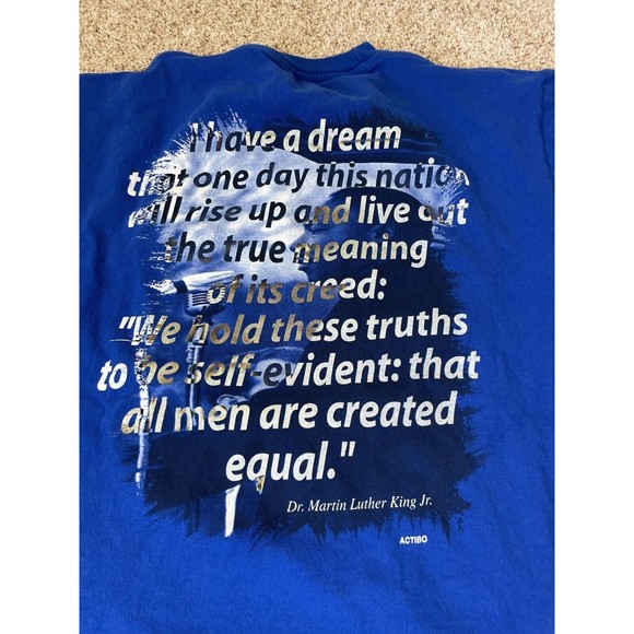 Martin Luther King Jr. T-Shirt L Double Sided Tee Vintage Blue Tee Graphic - Picture 7 of 7